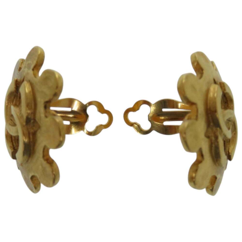 CHANEL Authentic Vintage Gold Logo Earrings - Picture 3 of 5